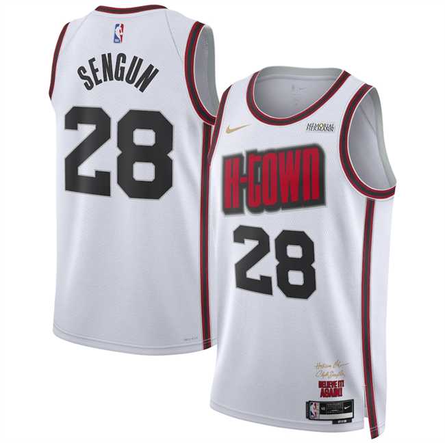 Men%27s Houston Rockets #28 Alperen Sengun White 2024 25 City Edition Stitched Jersey Dzhi->indiana pacers->NBA Jersey